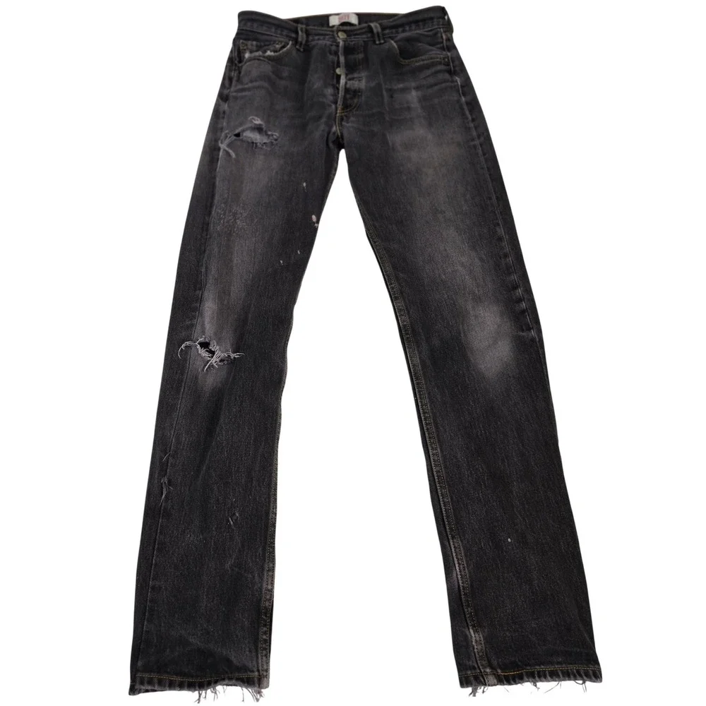 VTG Levis 501 Black Thrashed Jeans Mens 31x32  Distressed‎ Grunge Made in Mexico